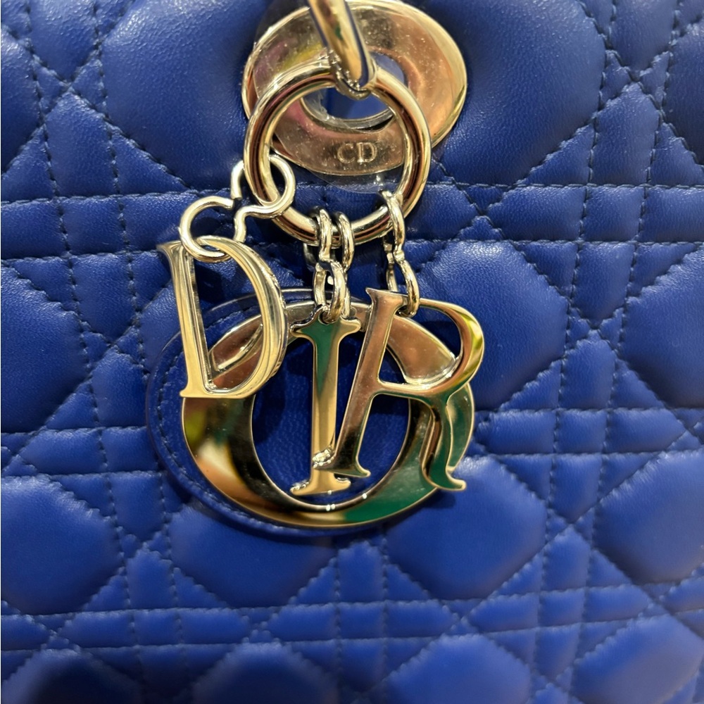 LADY DIOR CANNAGE Blue Quilted Handbag/crossbody/shoulder Lambskin - Picture 4 of 13